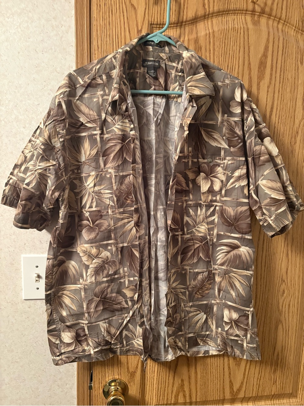 St. John's Bay Brown Floral Short-Sleeve Button-Up Shirt